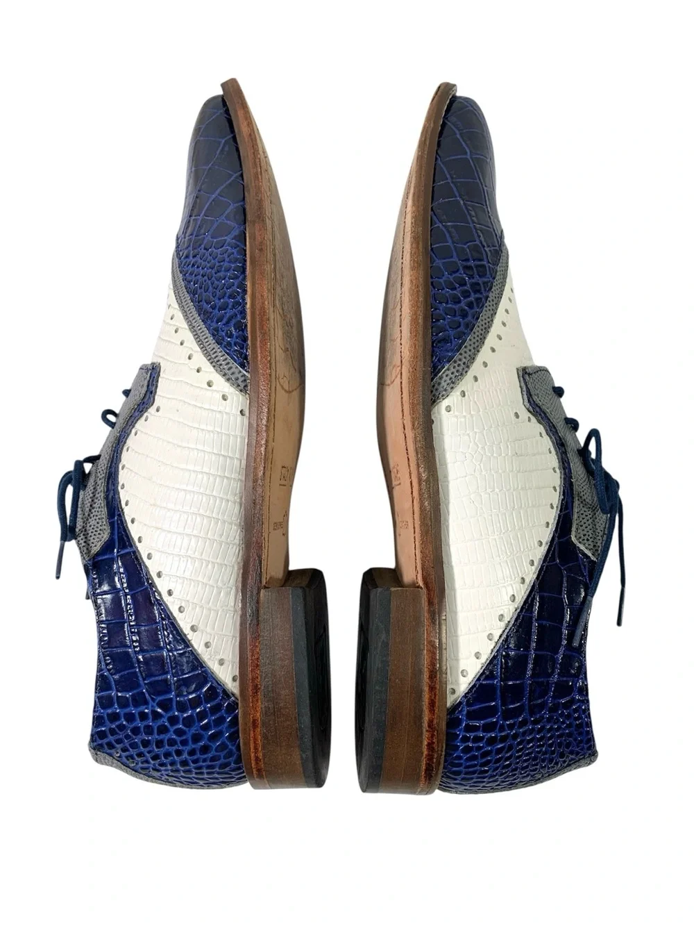 Stacy Adams Gallinari Wingtip Lace Up Leather Shoes Dark Blue Multi 10.5 M